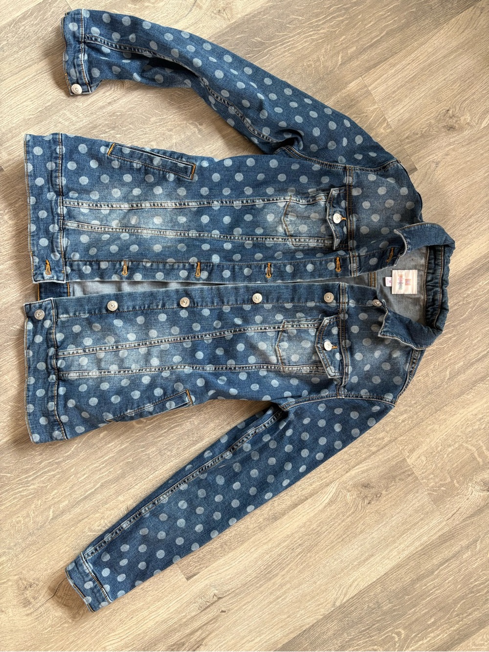 LuLaRoe Blue Polka Dot Denim Jacket